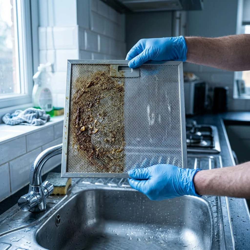 Oven interior part way through a degreasing treatment